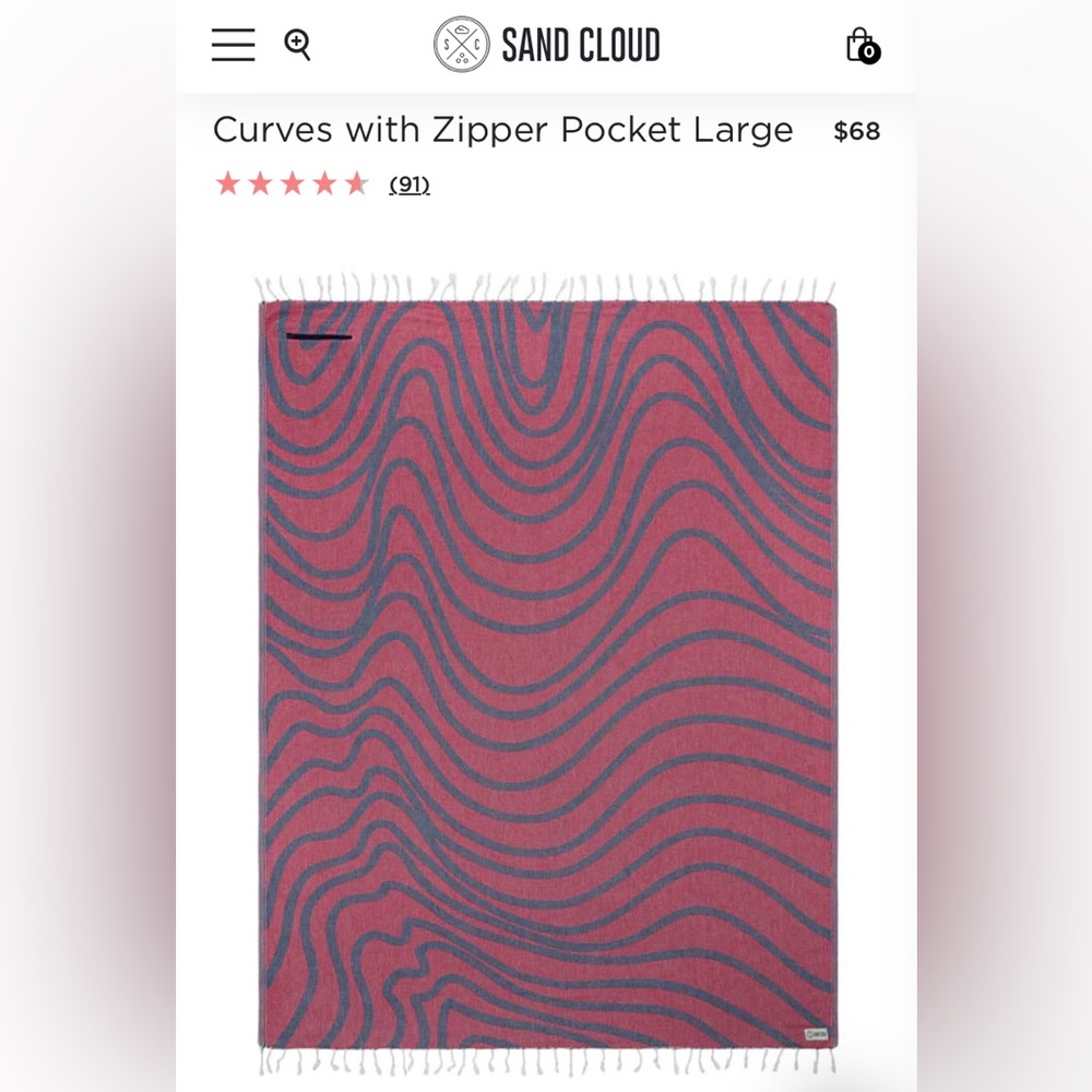 Sand Cloud Large Beach Towel with Zipper Pocket